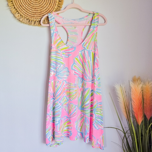 Lilly Pulitzer Monterey Tropical Pink Pout Shellabrate Swing Dress SZ Large - Picture 11 of 11